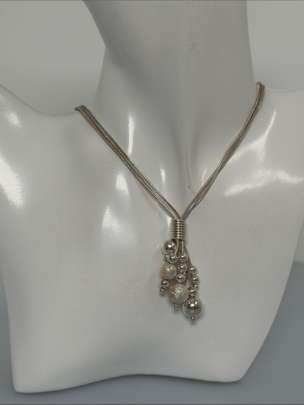 925 Sterling Silver Bead Cluster Necklace - Women's Jewelry